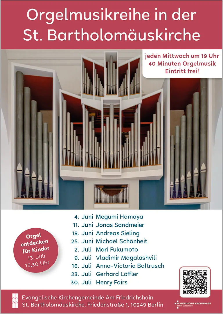 Plakat Orgelmusikreihe St. Bartholomäuskirche
